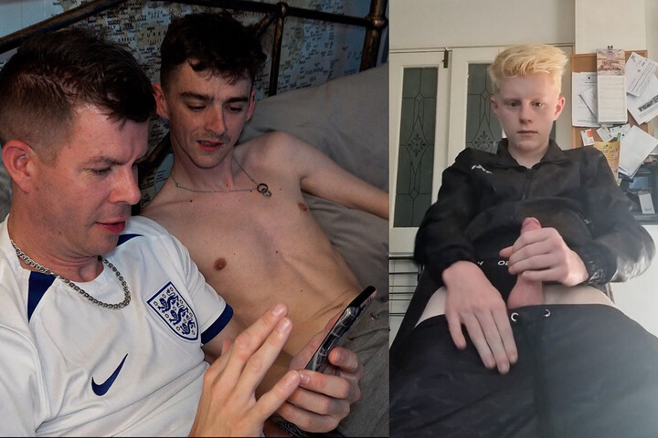 Tsunami Downpour of CUM Heaviest young lad Floods out his dick in 3sum 4me to fuck up scally lad